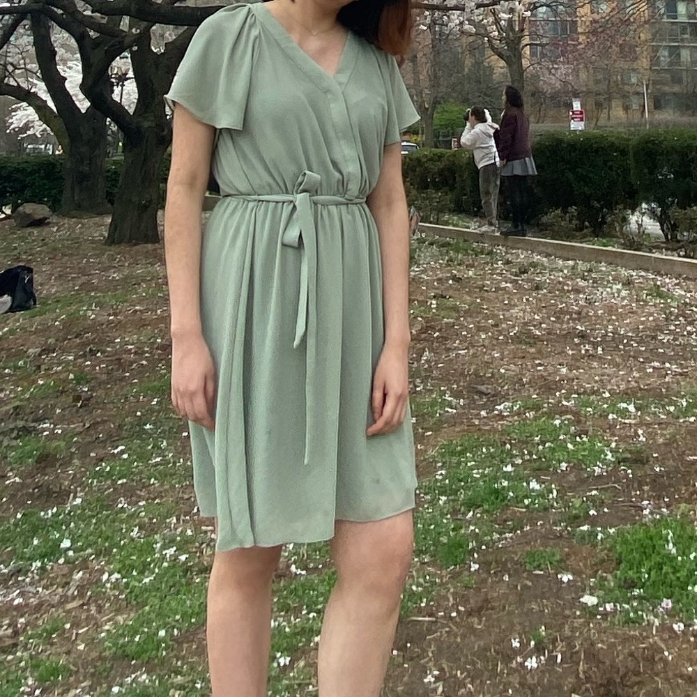 Light Green V-Neck Chiffon H&M Dress